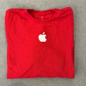 Large Apple Store Long Sleeve Red Holiday Shirt